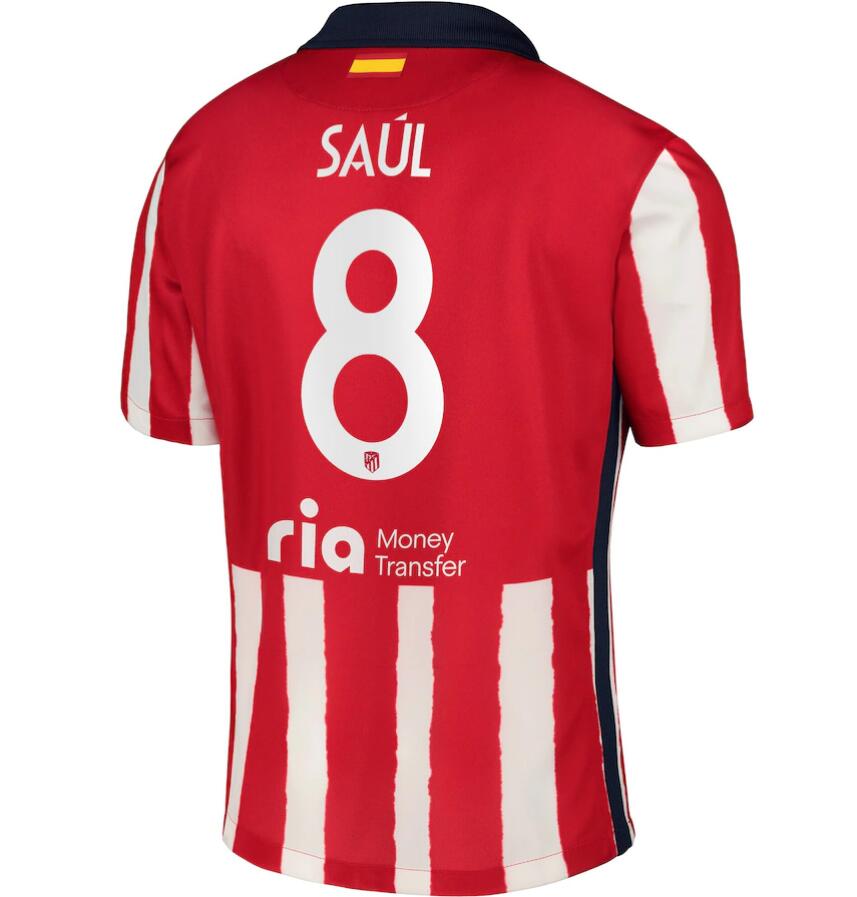 Atlético Madrid Metropolitano Home Kit Soccer Jersey with Saúl 8 printing 2020/21